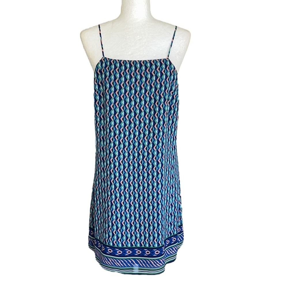 Anthropologie Maeve Silk Geometric Print Slip Mini Dress - S